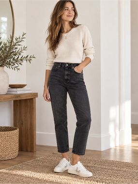 Madewell Perfect Vintage Jeans Washed Black High Rise Straight 25P Petite